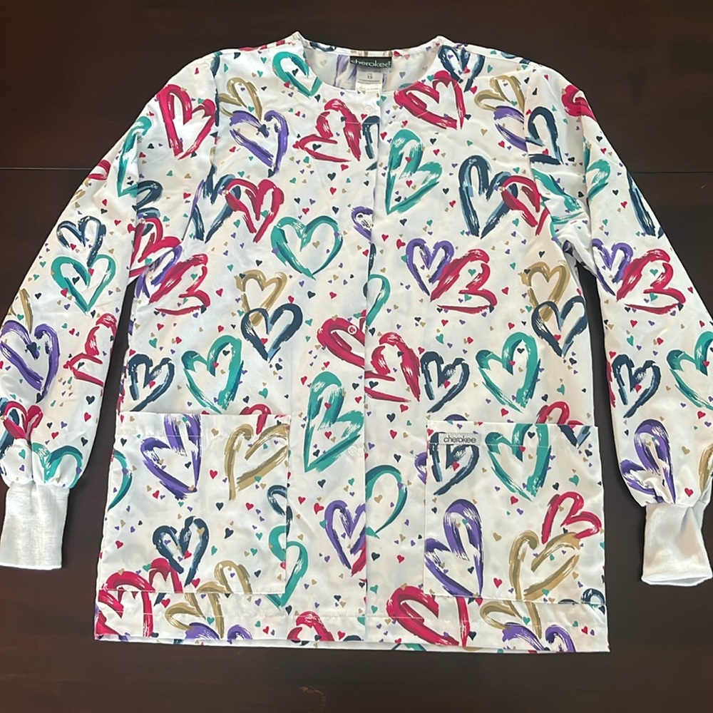 Cherokee Snap Front Scrub Top XS